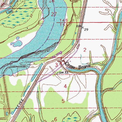 Topographic Map of Cross Bayou, LA