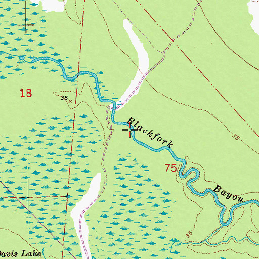 Topographic Map of Cross Bayou, LA