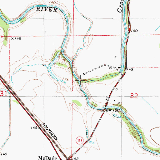 Topographic Map of Cross Bayou, LA