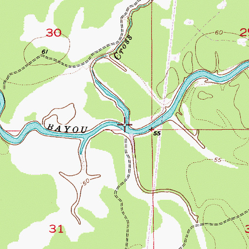 Topographic Map of Cross Bayou, LA