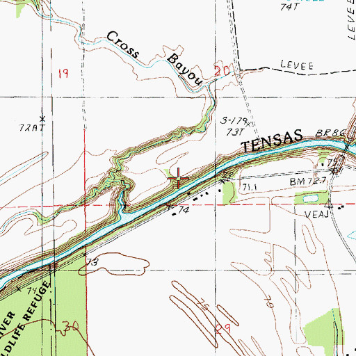 Topographic Map of Cross Bayou, LA