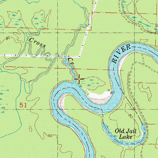 Topographic Map of Cross Creek, LA
