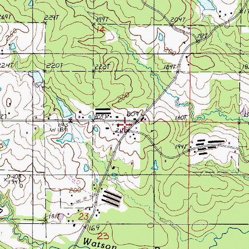 Topographic Map of Cross Roads Church, LA