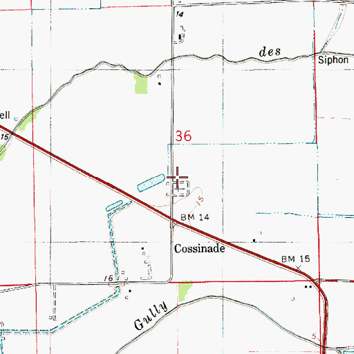 Topographic Map of Crossinade Cemetery, LA