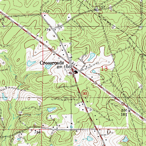Topographic Map of Crossroads Church, LA