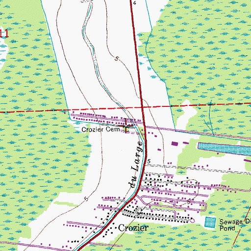 Topographic Map of Crozier Cemetery, LA
