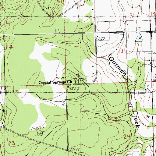Topographic Map of Crystal Springs Church, LA