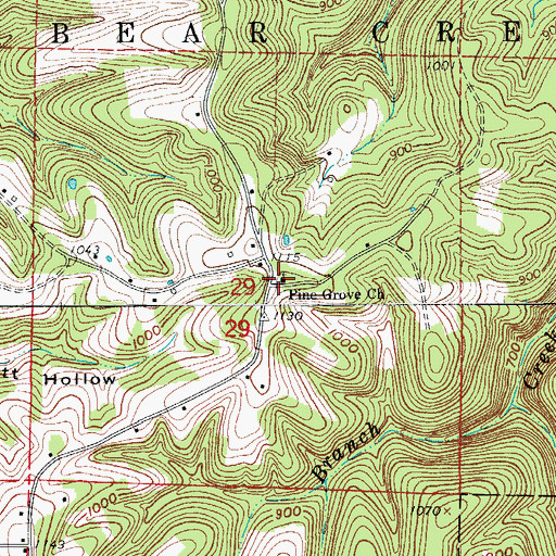 Topographic Map of Pine Grove Church, AR