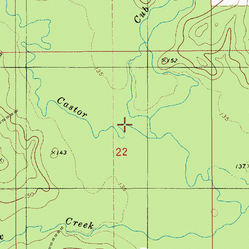 Topographic Map of Cub Creek, LA
