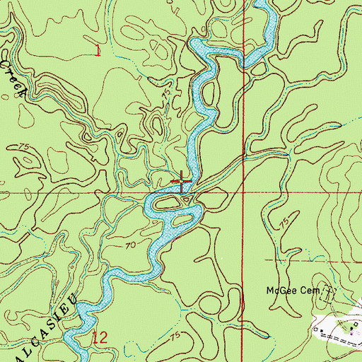 Topographic Map of Curtis Creek, LA
