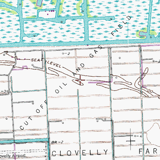 Topographic Map of Cut Off Oil and Gas Field, LA