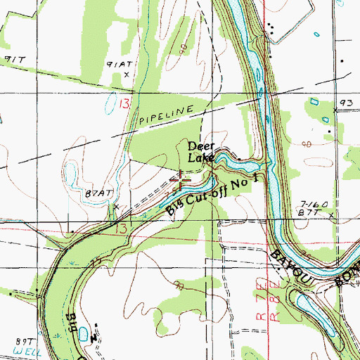 Topographic Map of Cut-Off Number One, LA