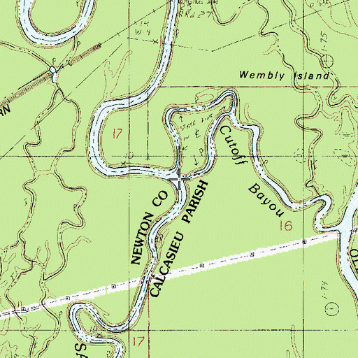 Topographic Map of Cutoff Bayou, LA