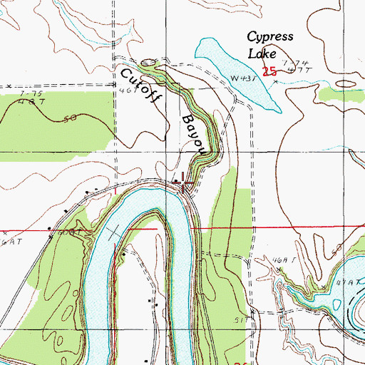 Topographic Map of Cutoff Bayou, LA