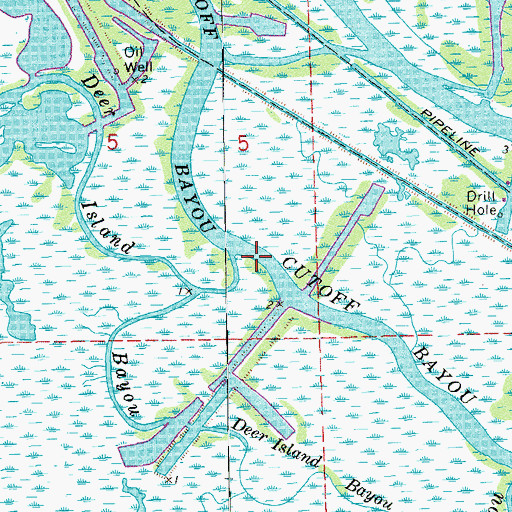 Topographic Map of Cutoff Bayou, LA