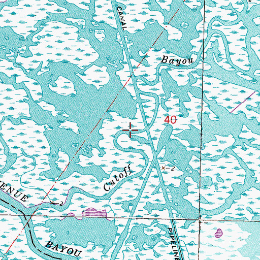 Topographic Map of Cutoff Bayou, LA