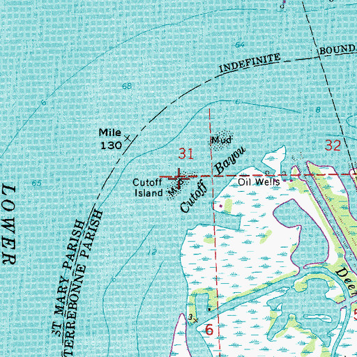 Topographic Map of Cutoff Island, LA