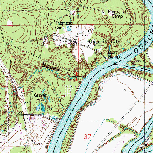 Topographic Map of Jones Bayou, LA
