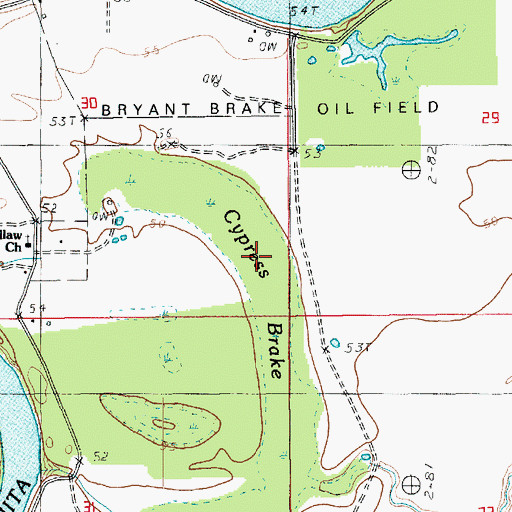 Topographic Map of Cypress Brake, LA
