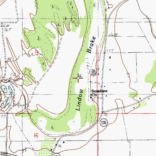 Topographic Map of Lindow Brake, LA