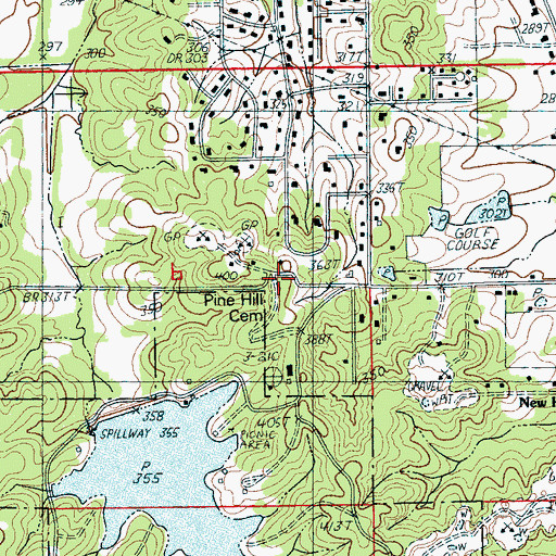 Topographic Map of Pine Hill Cemetery, AR