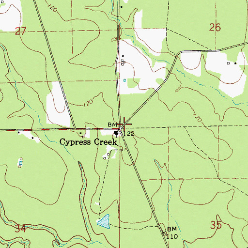 Topographic Map of Cypress Creek, LA