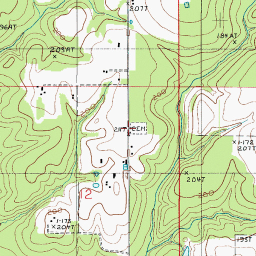 Topographic Map of Cypress Creek Cemetery, LA