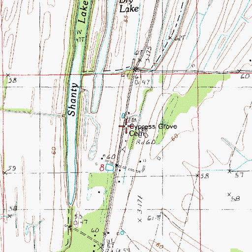 Topographic Map of Cypress Grove Cemetery, LA