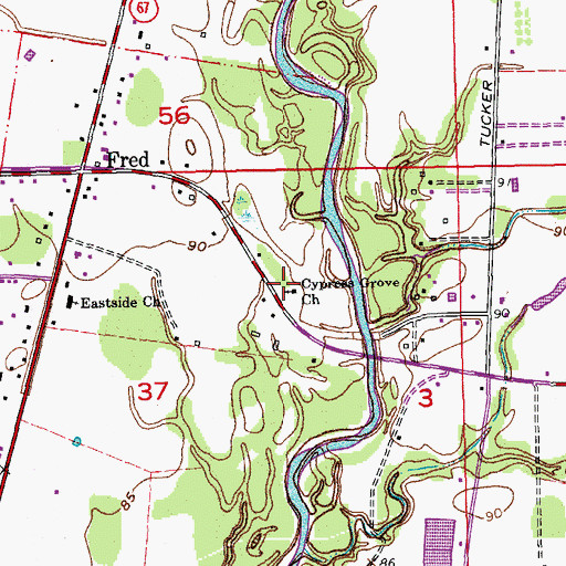 Topographic Map of Cypress Grove Church, LA