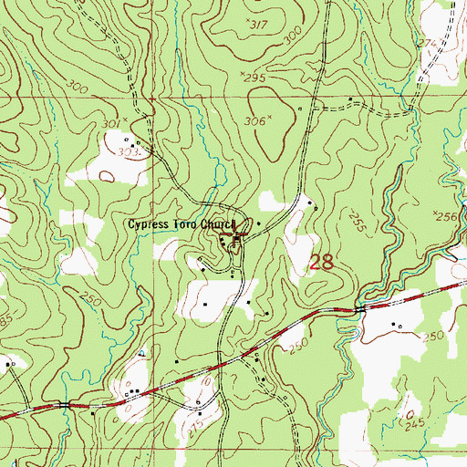 Topographic Map of Cypress Toro Church, LA