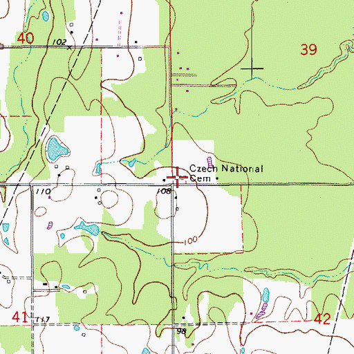 Topographic Map of Czech National Cemetery, LA