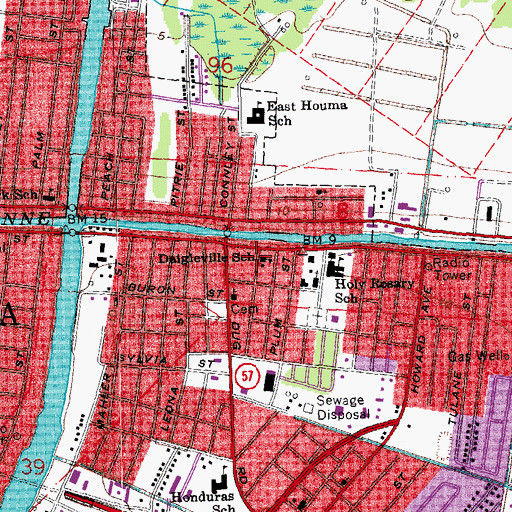 Topographic Map of Daigleville School, LA