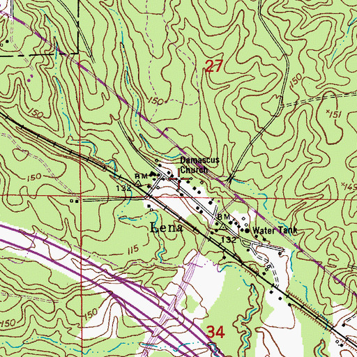 Topographic Map of Damascus Church, LA