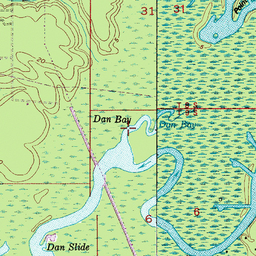 Topographic Map of Dan Bay, LA