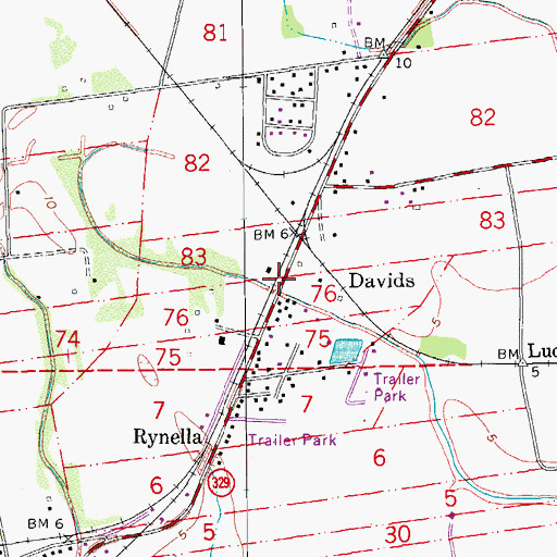 Topographic Map of Davids, LA