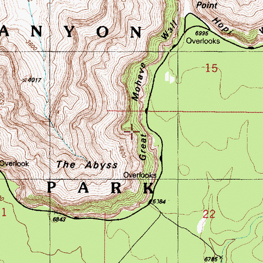 Topographic Map of Great Mohave Wall, AZ