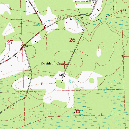 Topographic Map of Davidson Cemetery, LA
