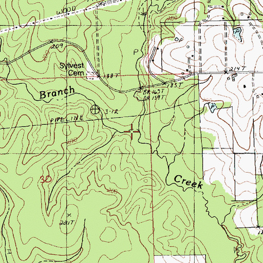 Topographic Map of Davis Branch, LA
