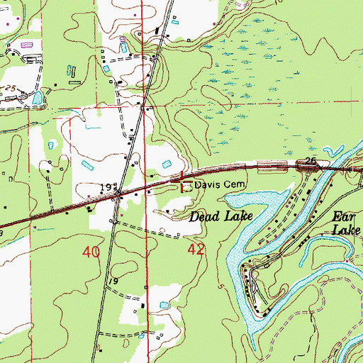 Topographic Map of Davis Cemetery, LA