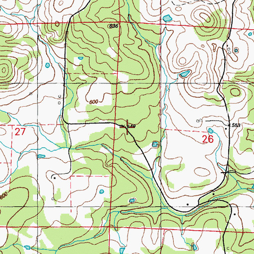 Topographic Map of Pine Hill School, AR