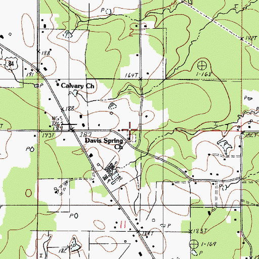 Topographic Map of Davis Spring Church, LA