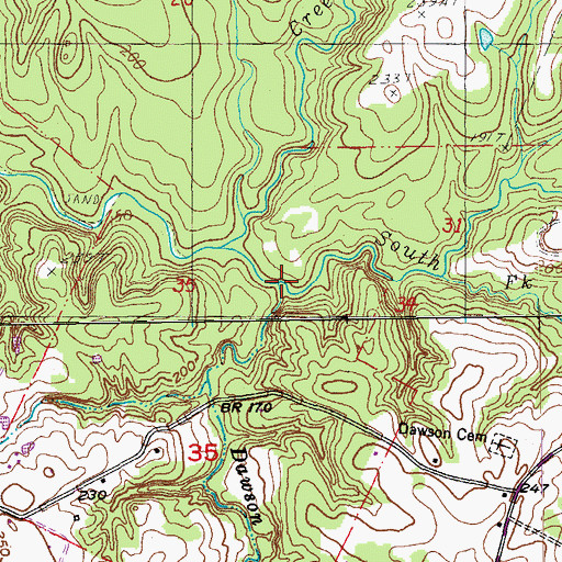 Topographic Map of Dawson Branch, LA