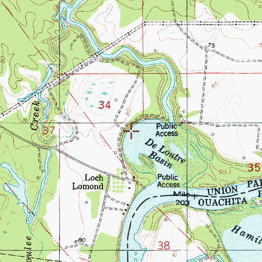 Topographic Map of De Loutre Basin, LA