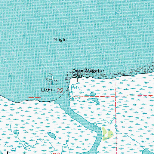 Topographic Map of Dead Alligator Point, LA