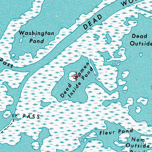 Topographic Map of Dead Women Inside Pond, LA