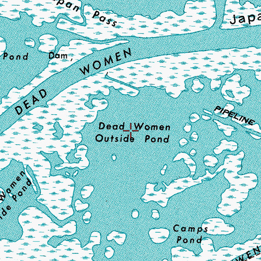 Topographic Map of Dead Women Outside Pond, LA
