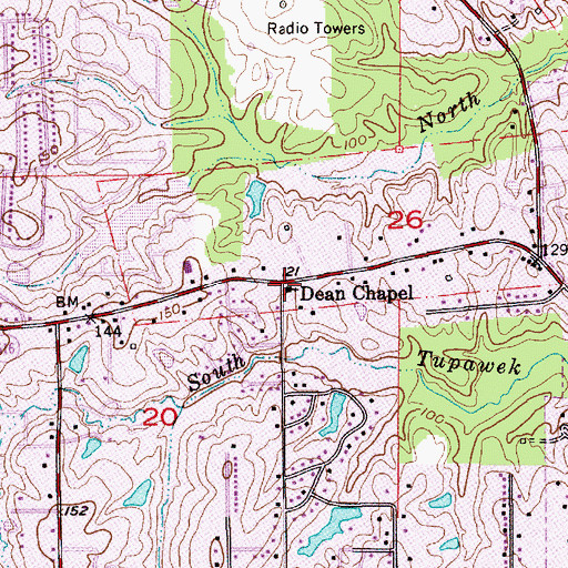 Topographic Map of Dean Chapel, LA