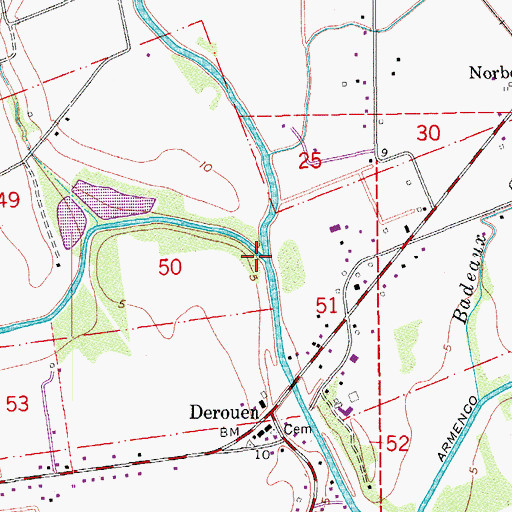 Topographic Map of Deblanc Coulee, LA