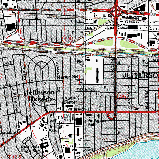 Topographic Map of Deckbar Alternative School, LA