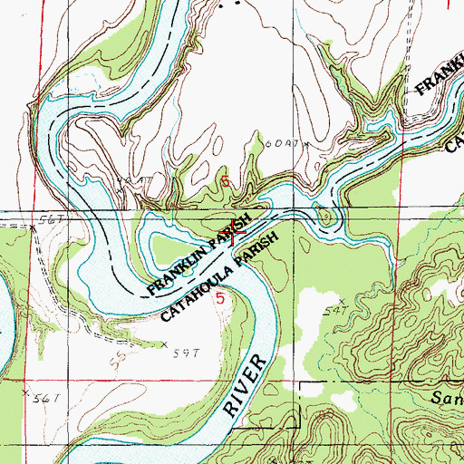 Topographic Map of Deer Creek, LA